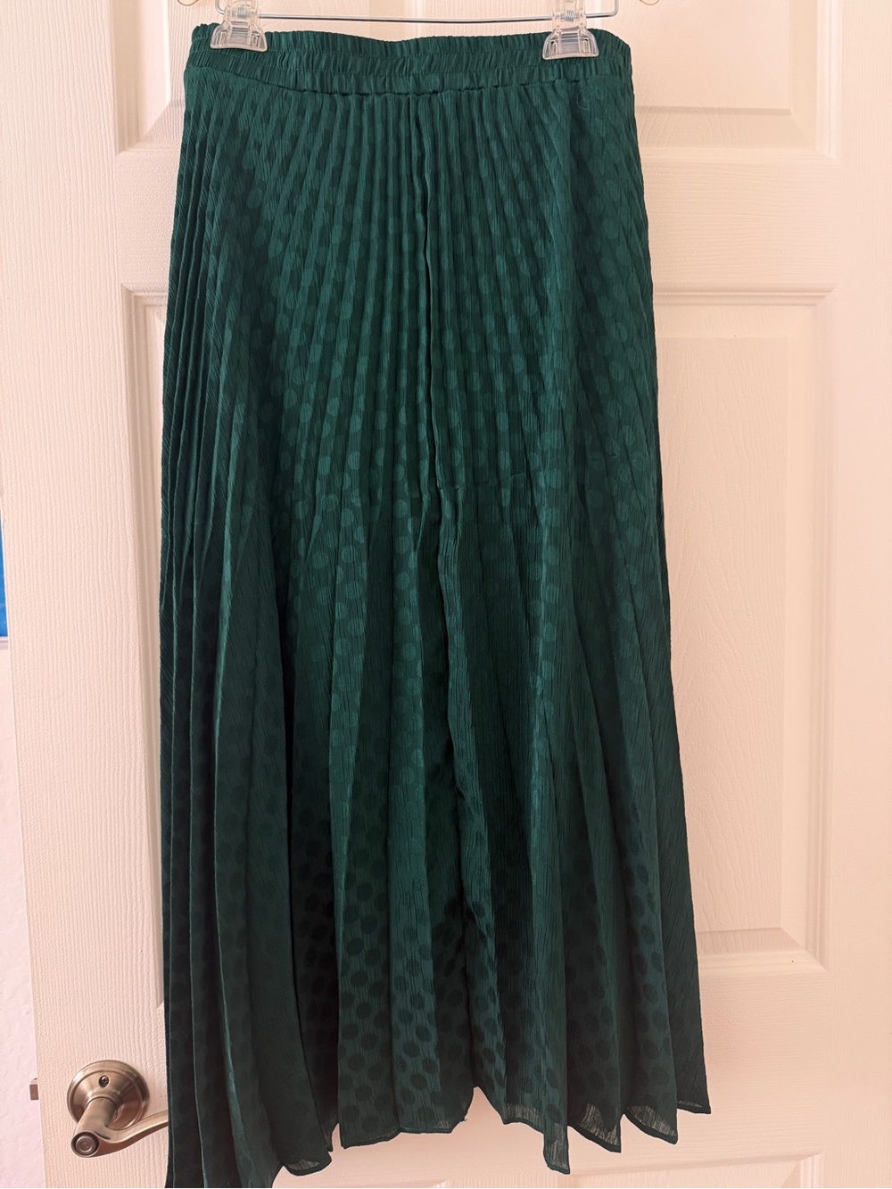 Max Studio Jacquard Shine Dot Pleated Skirt In Rich Emerald Sz M - Picture 3 of 12